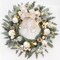 Prelit Christmas Wreath with White Bow and Ball Ornaments (White) 4"D x 20"W x 20"H